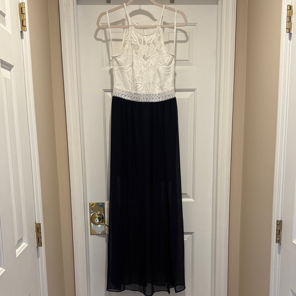 Iz Byer Navy and White Elegant Dress
